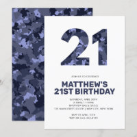 21ST Birthday, Blue Camo Personalised