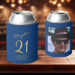 21st Birthday Blue Gold Photo Template Can Cooler<br><div class="desc">Celebrate your loved one's birthday in style with a personalised blue and gold birthday can cooler featuring their favourite photo. Discover how this high-quality,  customisable cooler can elevate any birthday celebration and create a lasting impression for the birthday honoree.</div>