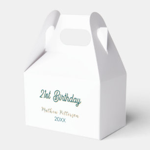 21st birthday blue orange stylish boho retro name  favour box