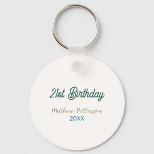 21st birthday blue orange stylish boho retro name  key ring