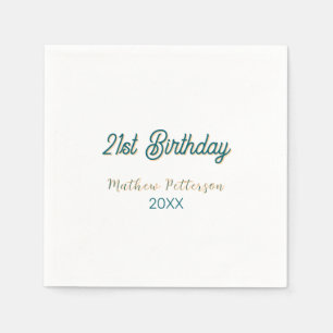 21st birthday blue orange stylish boho retro name  napkin