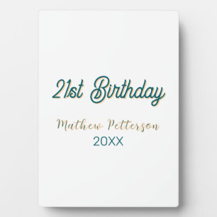 21st birthday blue orange stylish boho retro name plaque