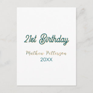 21st birthday blue orange stylish boho retro name  postcard