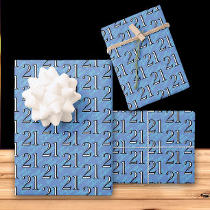 21st Birthday Blue Wrapping Paper Sheet
