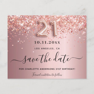 21st birthday blush pink save the date card