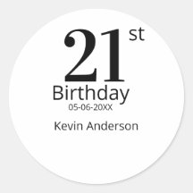 21st birthday bold letter name date simple man boy