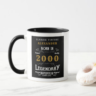 21st Birthday Born 2000 Retro Black Personalised Mug