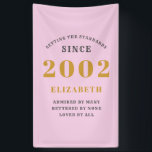 21st Birthday Born 2002 Add Name Pink Gray Banner<br><div class="desc">Personalized Birthday add your name and year banner. Edit the name and year with the template provided. A wonderful custom birthday party accessory. More gifts and party supplies available with the "setting standards" design in the store.</div>