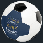 21st Birthday Born 2002 Monogram Name Legend Soccer Ball<br><div class="desc">Birthday vintage design "Original Quality Legendary Inspiration" soccer ball. Add the name and year as desired in the template fields creating a unique birthday celebration item. Team this up with the matching gifts,  party accessories,  and clothing available in our store www.zazzle.com/store/thecelebrationstore</div>