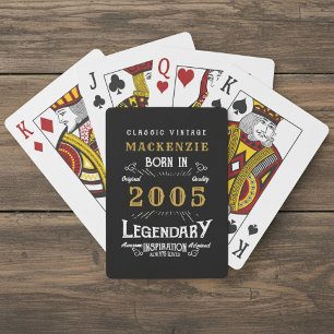21st Birthday Born 2005 Legend Black Gold Playing Cards