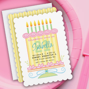 21st Birthday Bright Pretty Pastel Cake Invitation