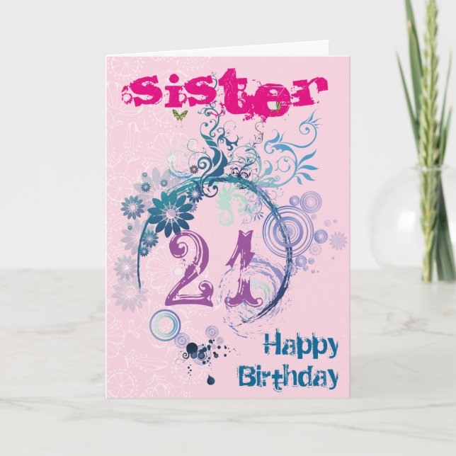 21st Birthday Card for Sister (Front)