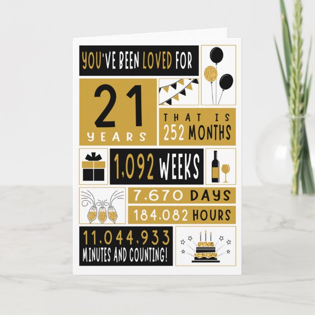 21st Birthday Card, Greeting Card, Gift Card (Front)