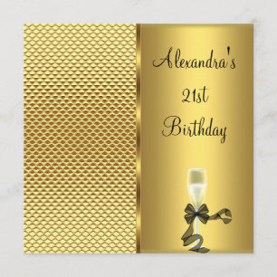 21st Birthday Champagne Glam Gold Glitter Invitation