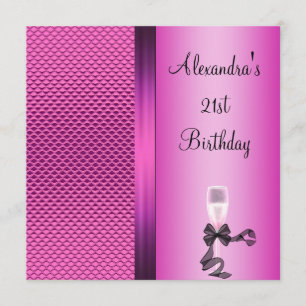 21st Birthday Champagne Glam Pink Glitter Invitation