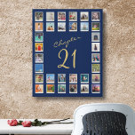 21st Birthday Chapter 21 Family Photo Collage Faux Canvas Print<br><div class="desc">Celebrate a special milestone with this luxurious blue and gold faux canvas print. Remember your favourite memories with the help of this stunning photo collage template, the perfect 21st birthday gift. Add your cherished photos and turn them into a timeless, elegant template that you can hang proudly for all to...</div>