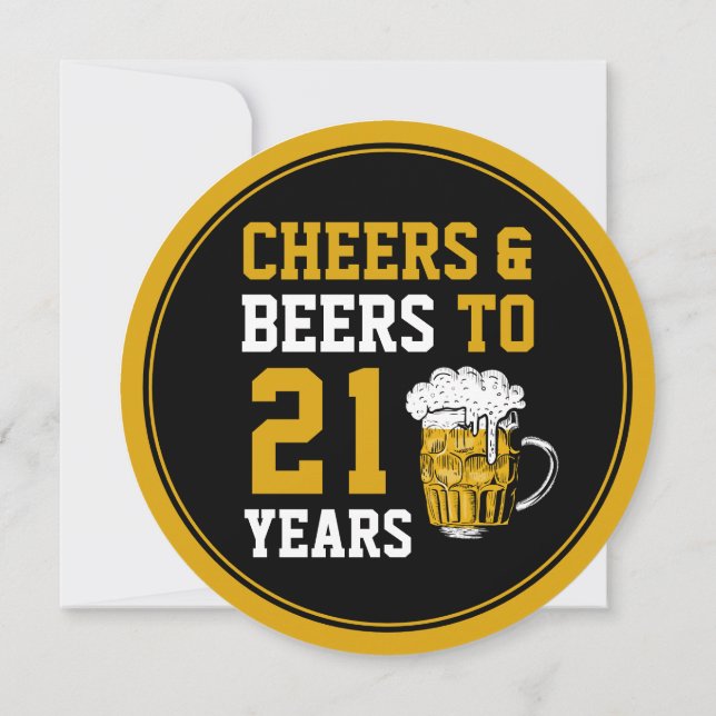 21st Birthday Cheers and Beers to 21 Years Modern Invitation (Back)