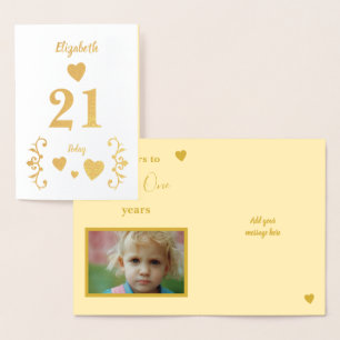 21st Birthday cheers to 21 years photo Foil Card