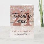 21st Birthday Chic Glitter Shadow Card<br><div class="desc">Modern chic girly birthday card for 21st birthday. featuring champagne design sparkly glitter texture,  rose gold 21 and calligraphy script twenty one.  Personalize with a name and your message.</div>