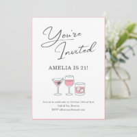 21st Birthday Cocktail Girls Night Party Pink
