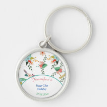 21st Birthday Colourful Floral Keychain