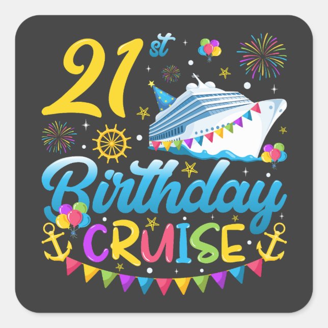 21st Birthday Cruise B-Day Party Square Sticker (Front)