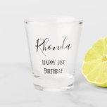 21st birthday cursive script shot glass<br><div class="desc">Personalise your 21st birthday shot glass with your name written in cursive.  Great for parties and celebrating with friends.  Order yours today!</div>
