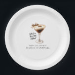 21st Birthday Custom Paper Plate Espresso Martini<br><div class="desc">An espresso martini shows that the guest of honour is "a tini bit older." Sophisticated neutral colour palette. Martini with a bow and espresso beans.</div>