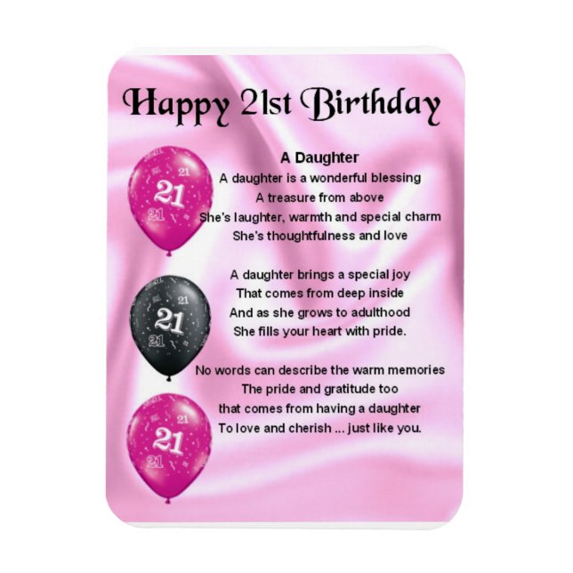 21st Birthday , Daughter Poem Magnet (Vertical)