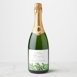 21st Birthday December Birth Flower Holly Sparkling Wine Label