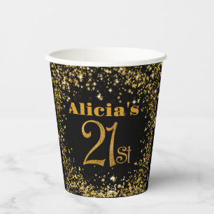 21st birthday Decorations Party Modern sparkle Paper Cups