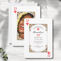 21st Birthday Diamond Playing Card Invitation