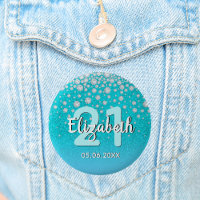 21st birthday diamonds glitter teal blue green