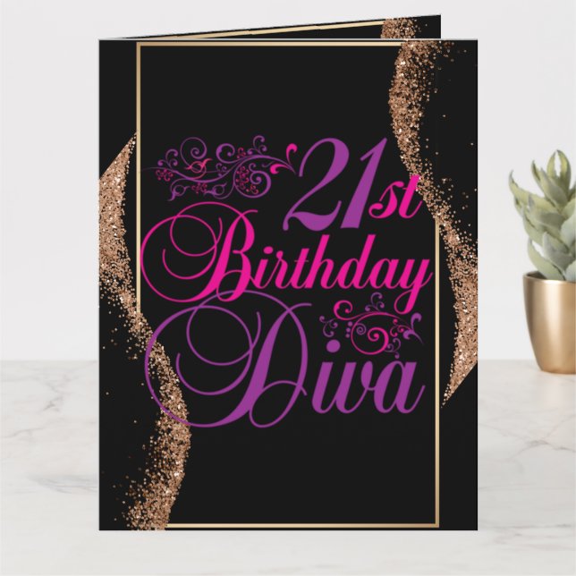 21st Birthday Diva  Card (Small Plant)
