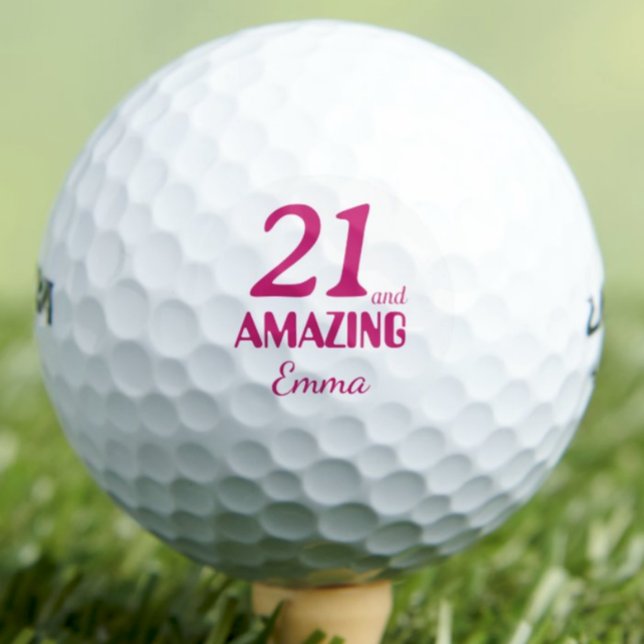 21st Birthday Elegant 21 and Amazing Pink Golf Balls (Creator Uploaded)
