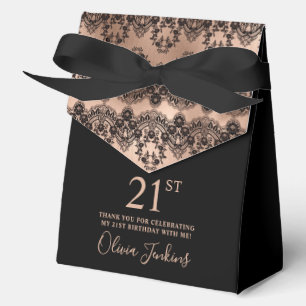 21st Birthday Elegant Rose Gold Lace Favour Box