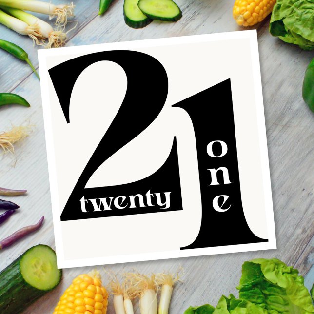 21st Birthday Elegant Typography Birthday Party Napkin (Creator Uploaded)