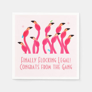 21st Birthday Finally Flocking Legal Flamingos Napkin