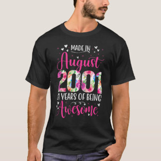 21st Birthday Floral  For Girls Born In August 200 T-Shirt