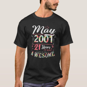 21St Birthday Flower Gift For Womens Born In May 2 T-Shirt