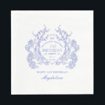 21st Birthday French Blue Floral Crest Custom Napkin<br><div class="desc">An elegant French vintage blue floral crest takes centre stage on this timeless custom paper napkin. Ornate,  formal and very feminine will make any birthday lady feel very special. Coordinating party supplies are available.</div>