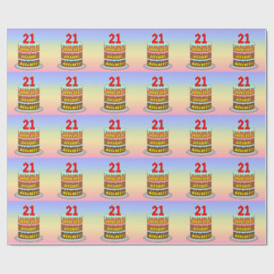 21st Birthday: Fun Cake and Candles + Custom Name Wrapping Paper