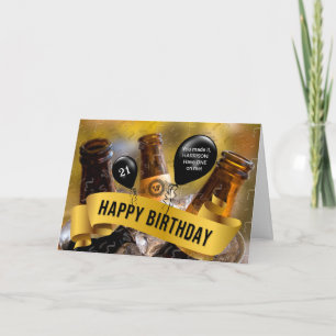 21st Birthday Funny Bucket of Beer with Name Card