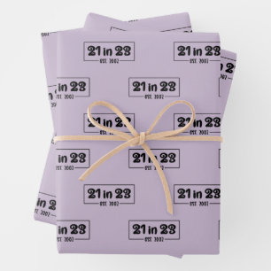 21st Birthday Gift 21 in 23 Est 2002 Wrapping Paper Sheet