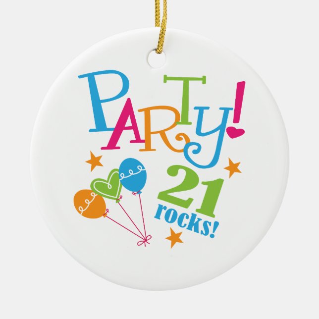 21st Birthday Gift Ideas Ceramic Tree Decoration (Front)