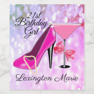 21st Birthday Girl Sparkling Wine or Wine Label