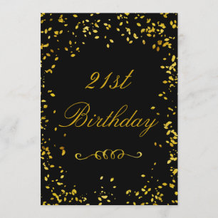 21st Birthday Glamourous Gold Confetti Invitation