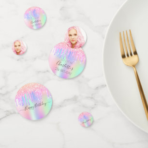 21st birthday glitter photo rainbow holographic confetti