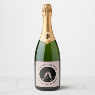 21st Birthday Glitter Sparkling Wine Toast Persona Label