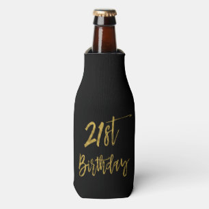 21st Birthday Gold Foil Birthday Bottle Cooler